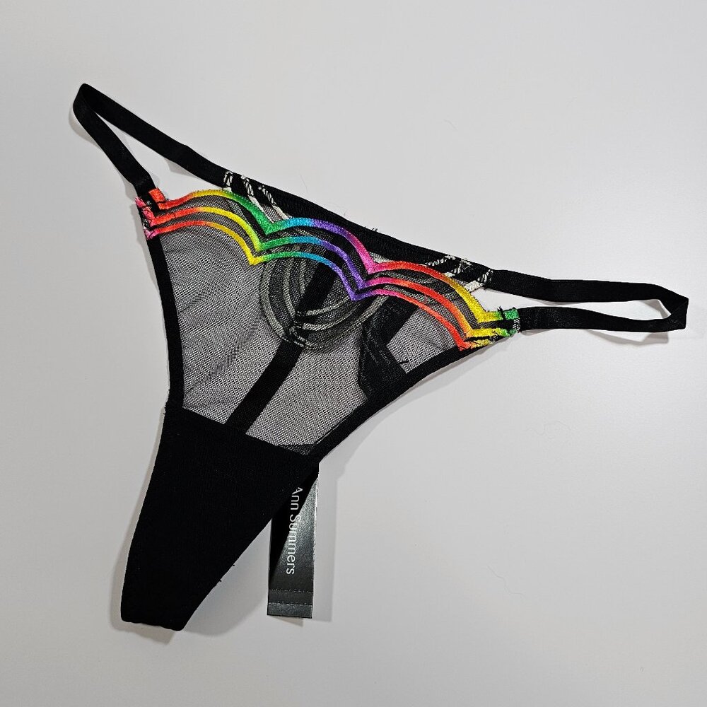 Ann Summers Rainbow / Black String Thong